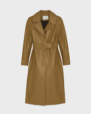 Long lamb leather trench coat