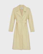 Long lamb leather trench coat