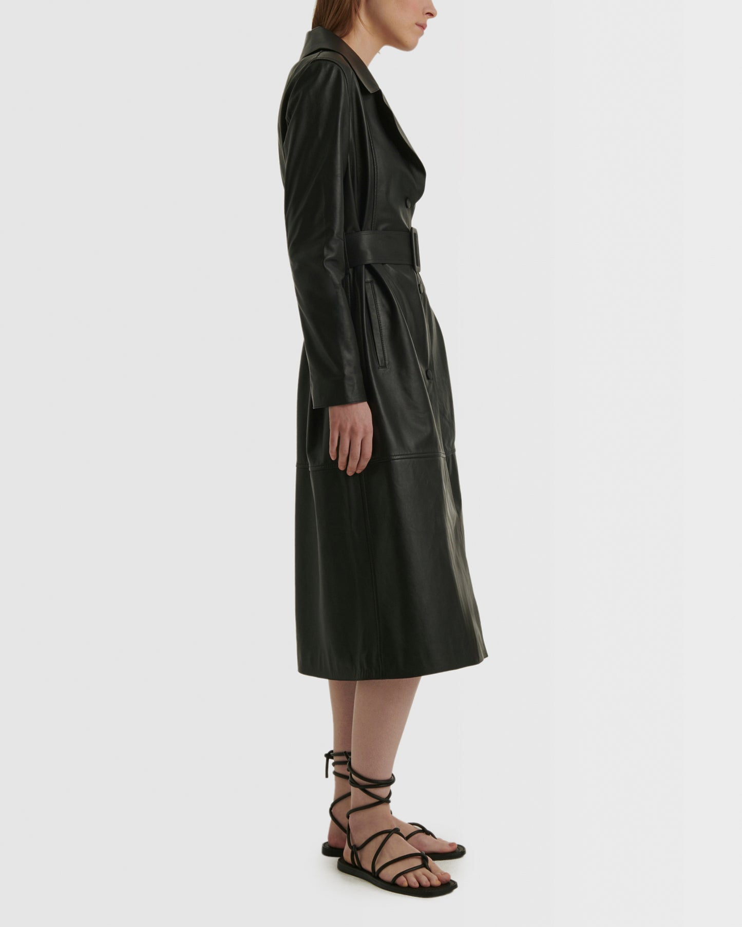 Summer sale -  Long lamb leather trench coat - Yves Salomon