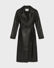 Long leather trench coat
