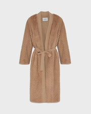Merino knit and mink long coat