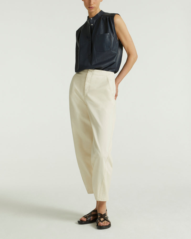 Cotton gabardine trousers - beige