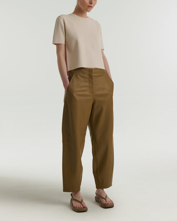 Leather trousers - khaki