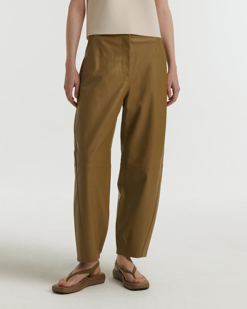 Leather trousers - khaki