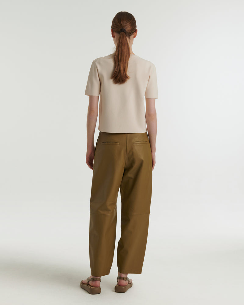 Leather trousers - khaki