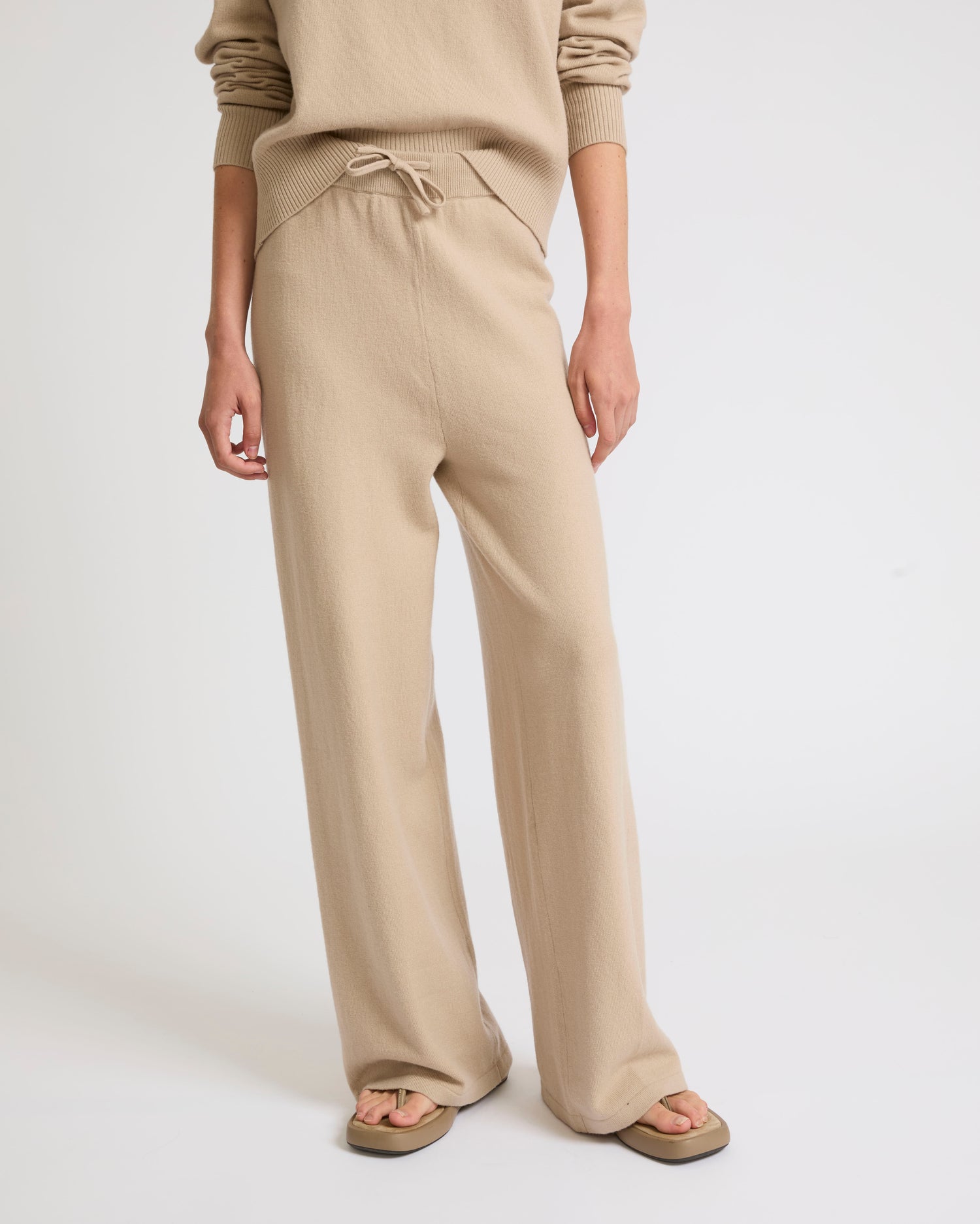Merino knit wide leg trousers -Yves Salomon