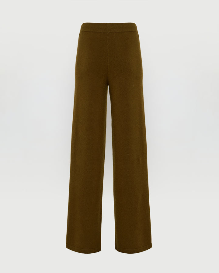 Black Friday - Yves Salomon - Merino knit wide leg trousers - khaki - back view
