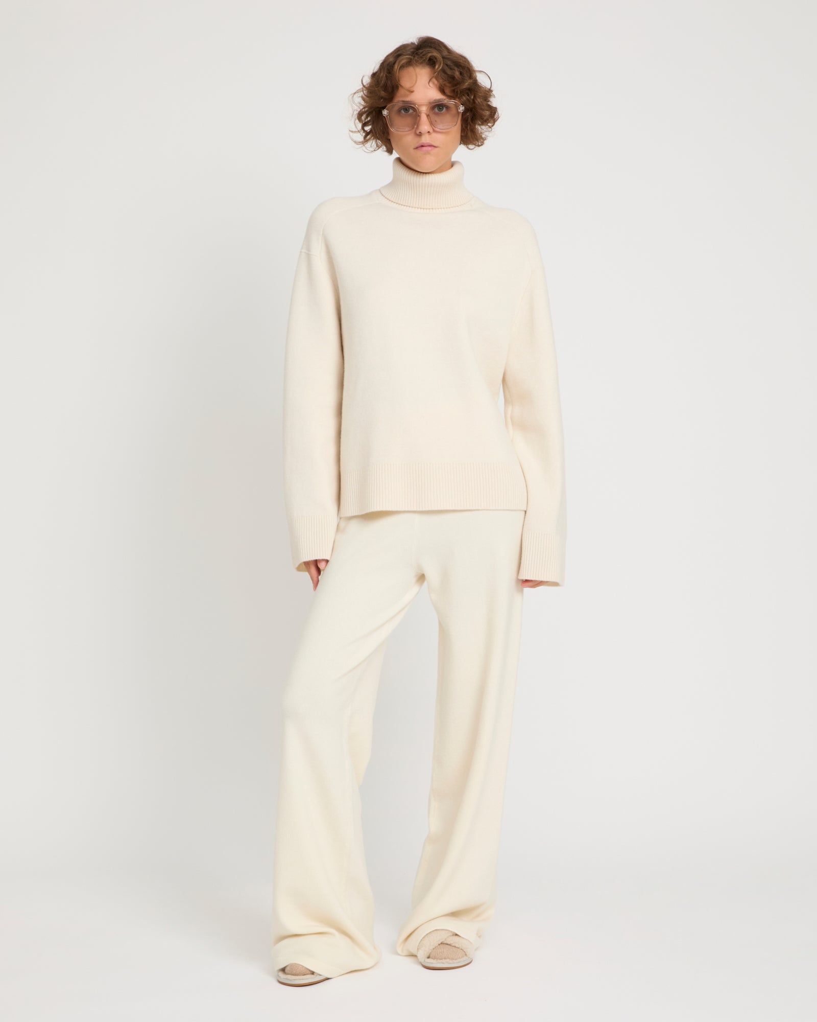 Merino knit wide leg trousers -Yves Salomon