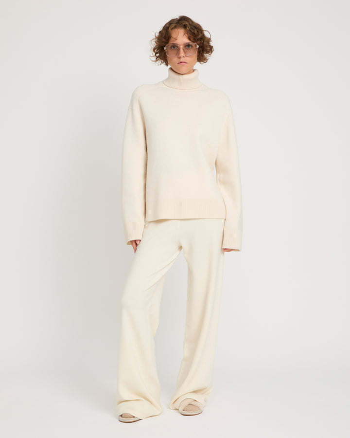 Merino knit wide leg trousers -Yves Salomon