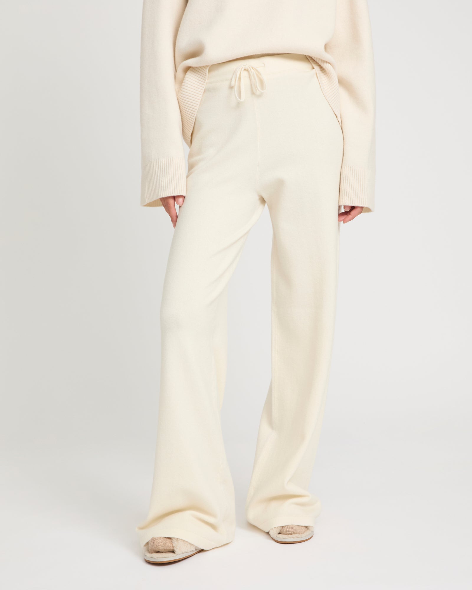 Merino knit wide leg trousers -Yves Salomon