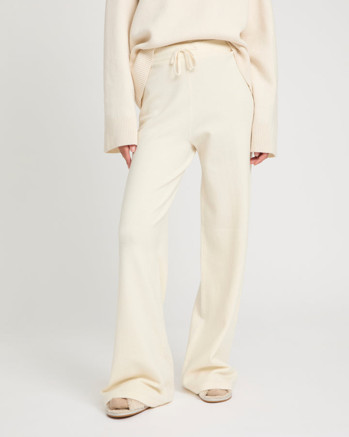 Merino knit wide leg trousers -Yves Salomon