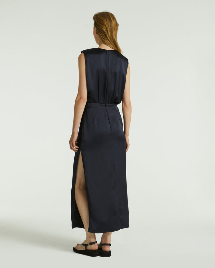 Satin maxi dress - blue