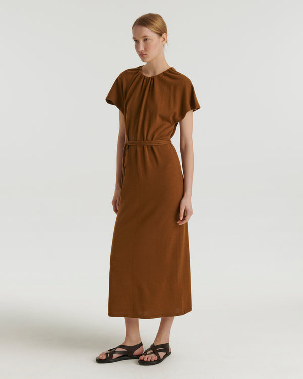 Knit maxi dress - brown