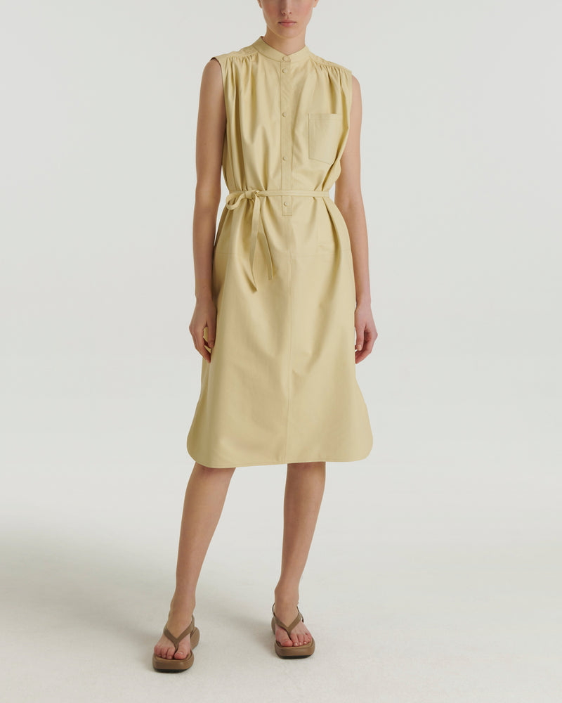 Sleeveless lamb leather shirt dress