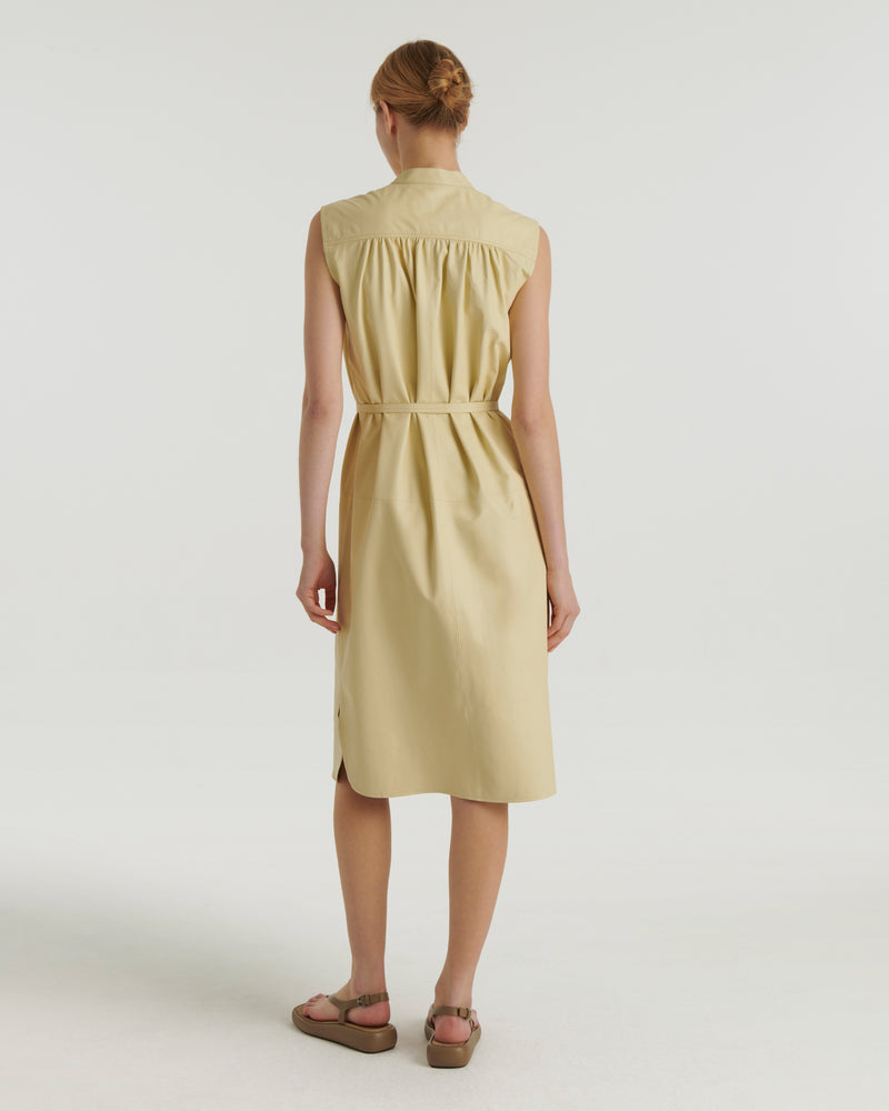 Sleeveless lamb leather shirt dress