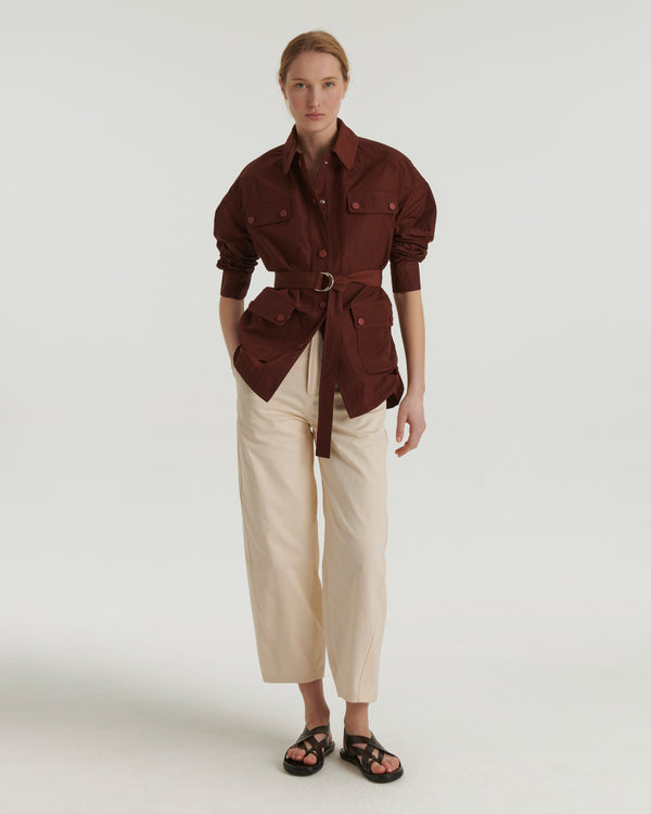 Technical fabric safari jacket - burgundy
