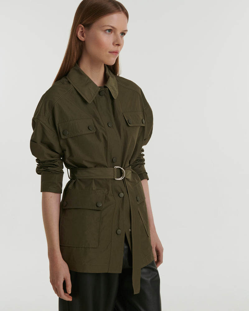 Technical fabric safari jacket - green