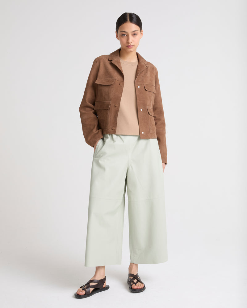 Cropped jacket in double-sided velour lamb leather