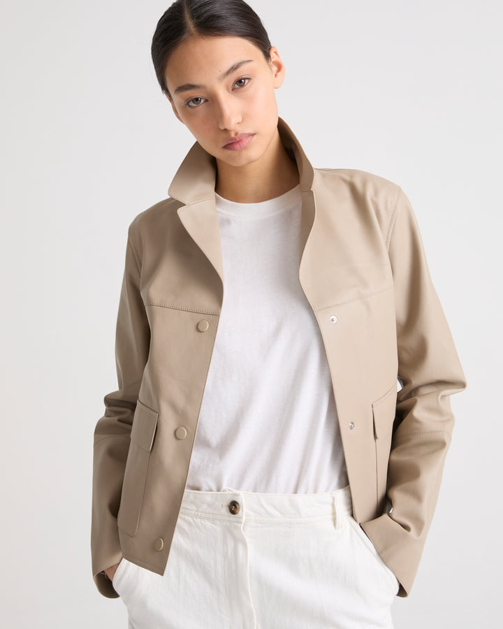 Short lamb leather jacket
