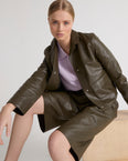 Short lamb leather jacket