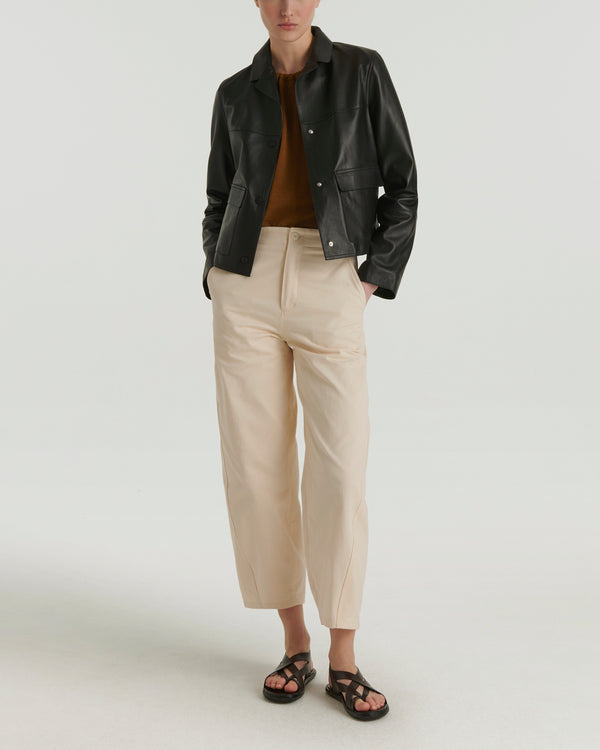 Short lamb leather jacket