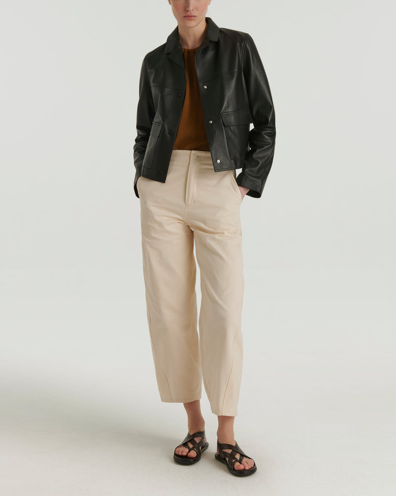 Short lamb leather jacket