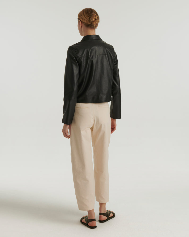 Short lamb leather jacket