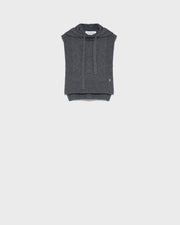 Hooded dickey in cashmere wool knit