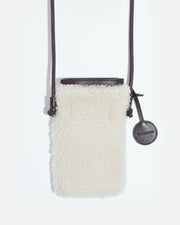 Phone case in curly merino and leather