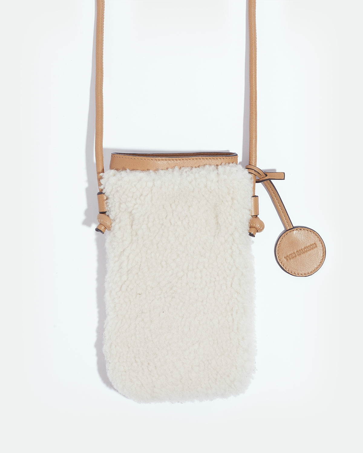 Phone case in curly merino and leather -Yves Salomon