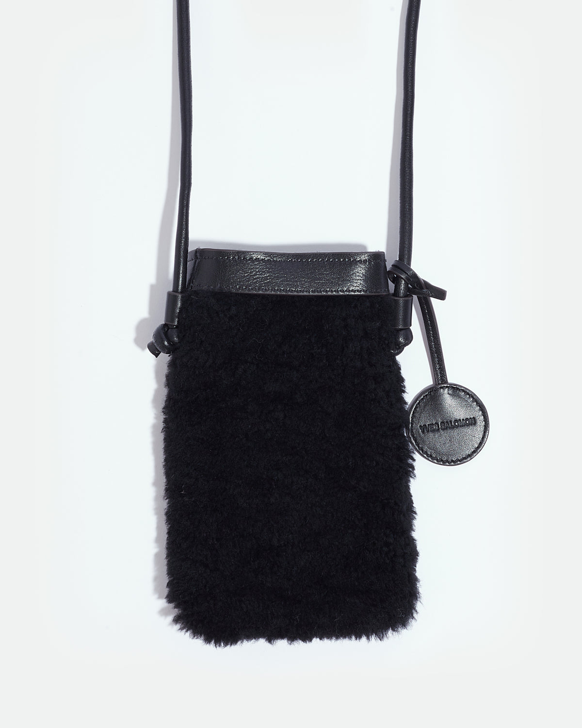 Phone case in curly merino and leather -Yves Salomon