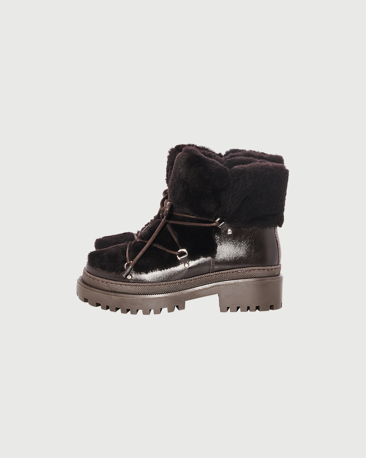 Lace-up mid-length shearling boots - Yves Salomon - New Fall Winter Collection