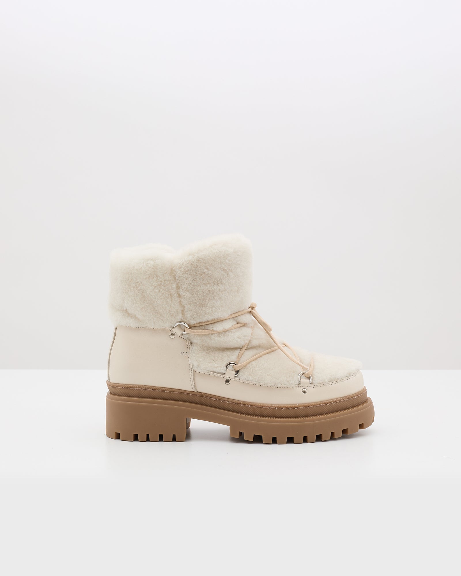 Lace-up mid-length shearling boots -Yves Salomon