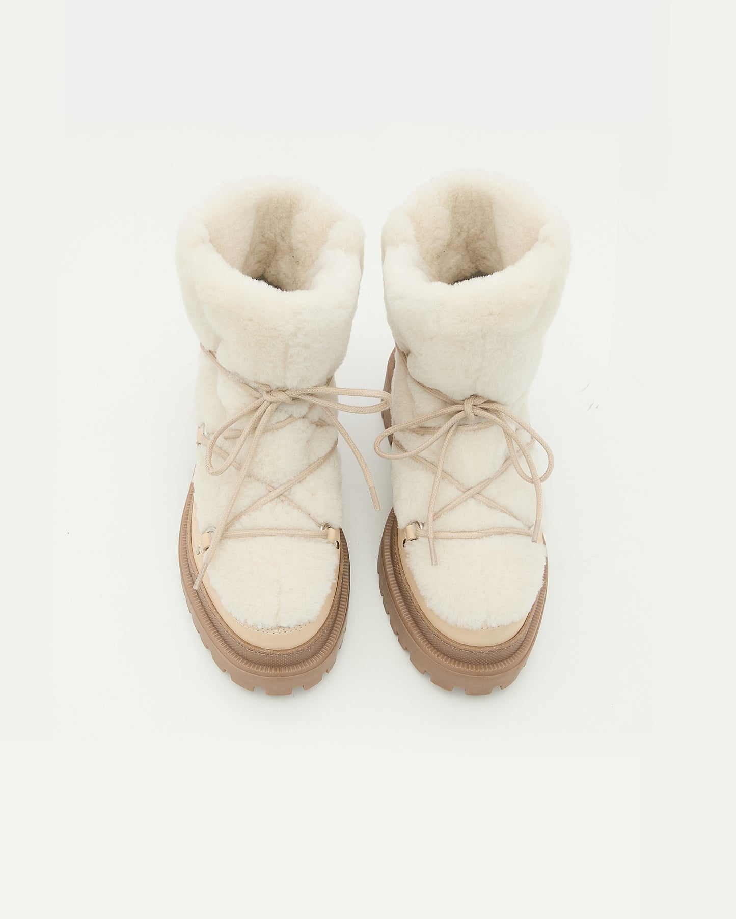 Lace-up mid-length shearling boots -Yves Salomon