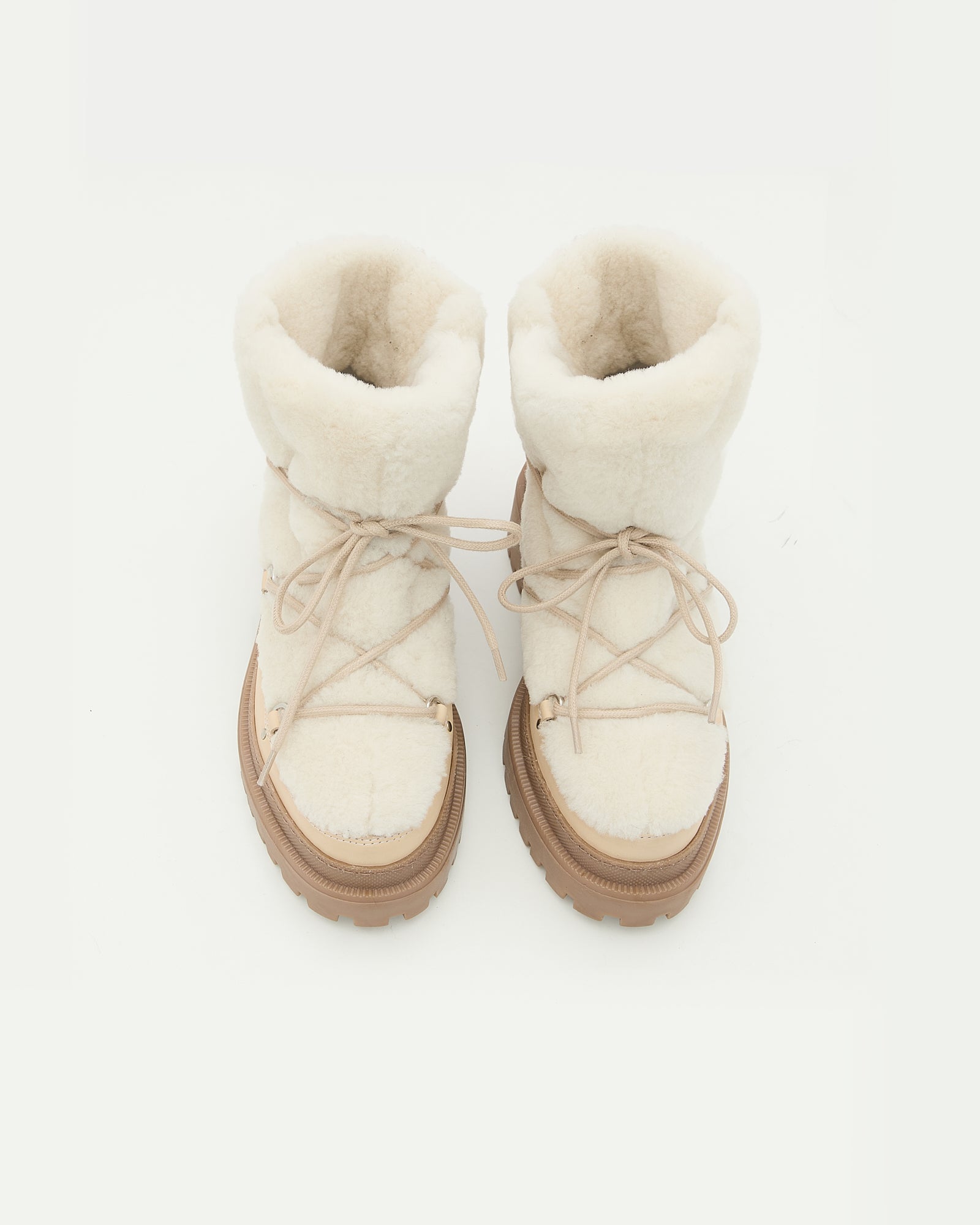 Lace-up mid-length shearling boots -Yves Salomon