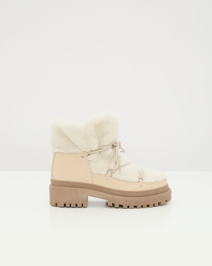 Lace-up mid-length shearling boots -Yves Salomon