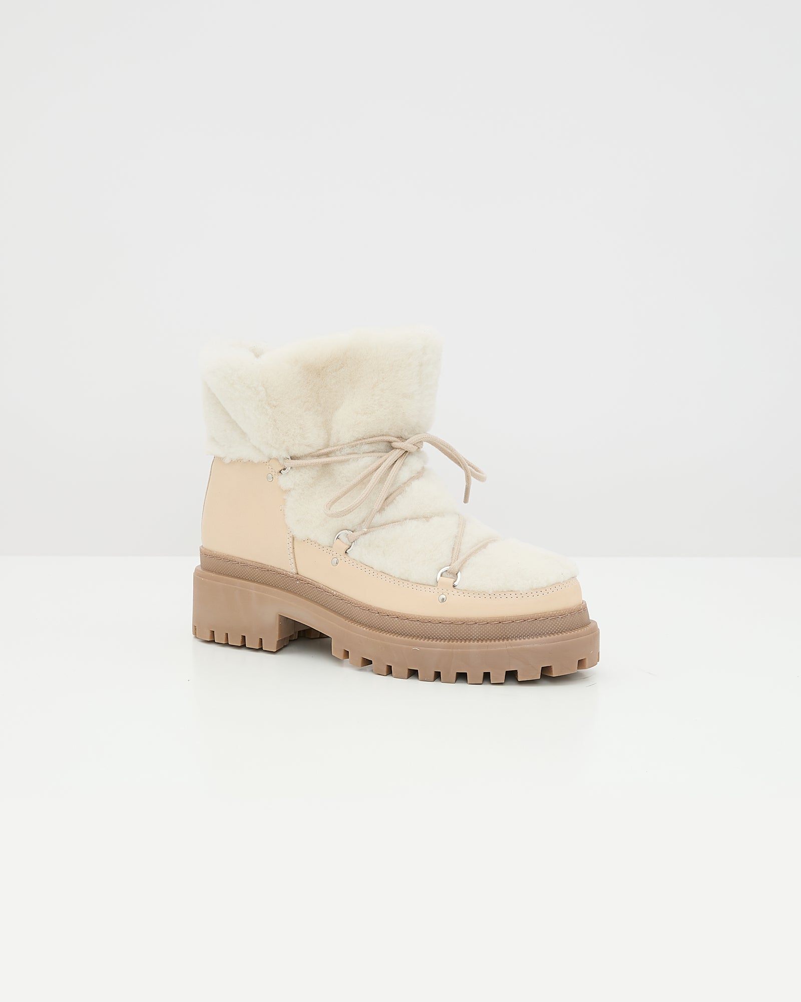 Lace-up mid-length shearling boots -Yves Salomon