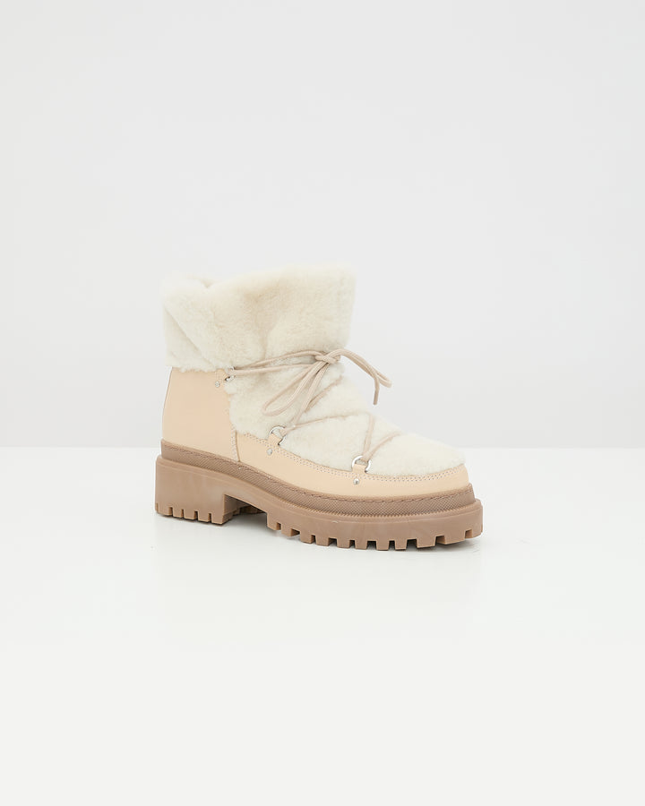 Lace-up mid-length shearling boots -Yves Salomon