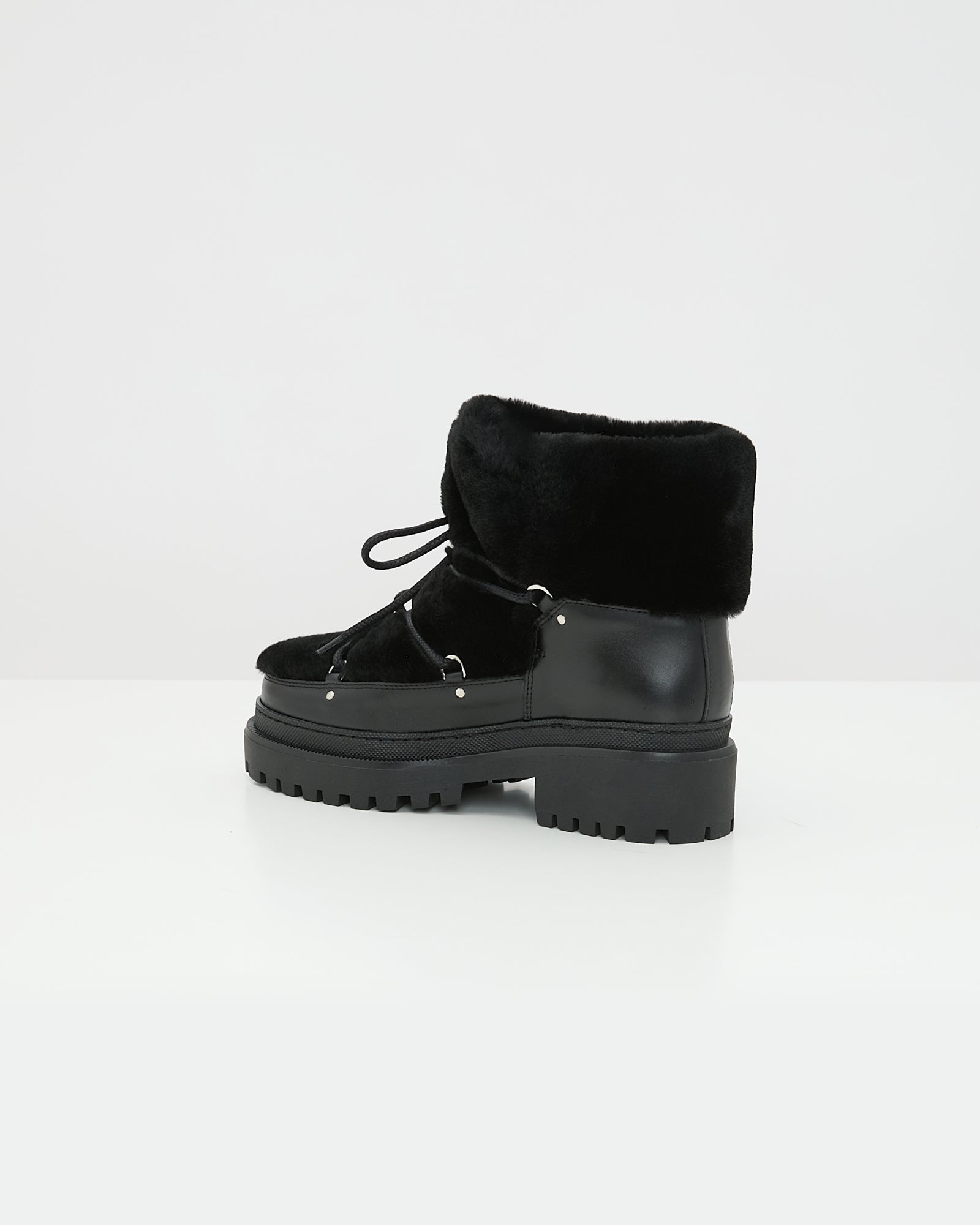 Lace-up mid-length shearling boots -Yves Salomon