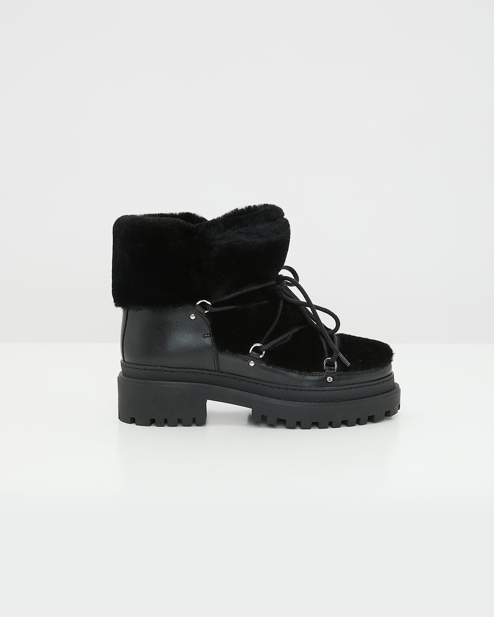 Lace-up mid-length shearling boots -Yves Salomon