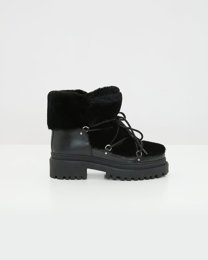 Lace-up mid-length shearling boots -Yves Salomon