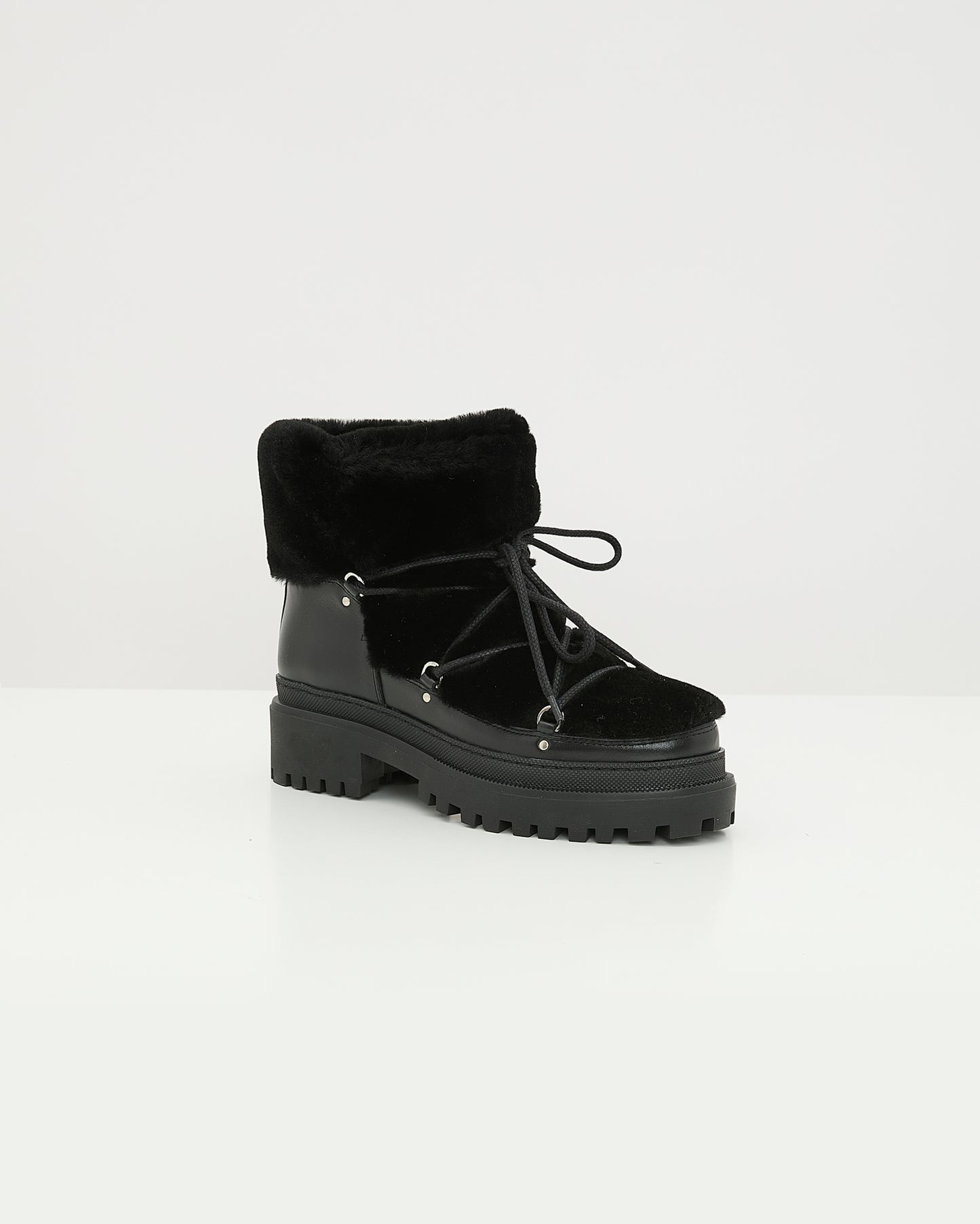 Lace-up mid-length shearling boots -Yves Salomon