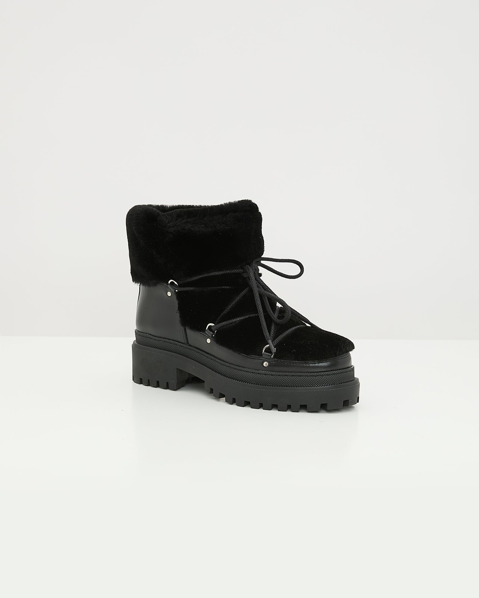 Lace-up mid-length shearling boots -Yves Salomon