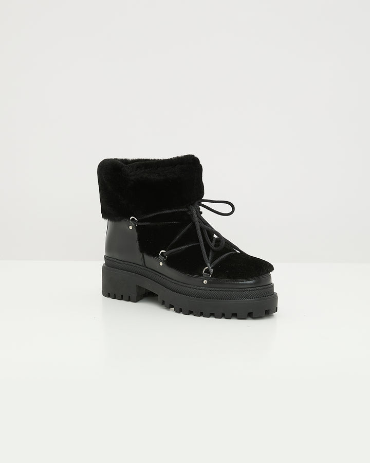 Lace-up mid-length shearling boots -Yves Salomon