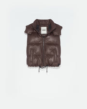 Down gilet in lamb leather