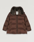 Iconic "A" line down jacket with fox fur collar