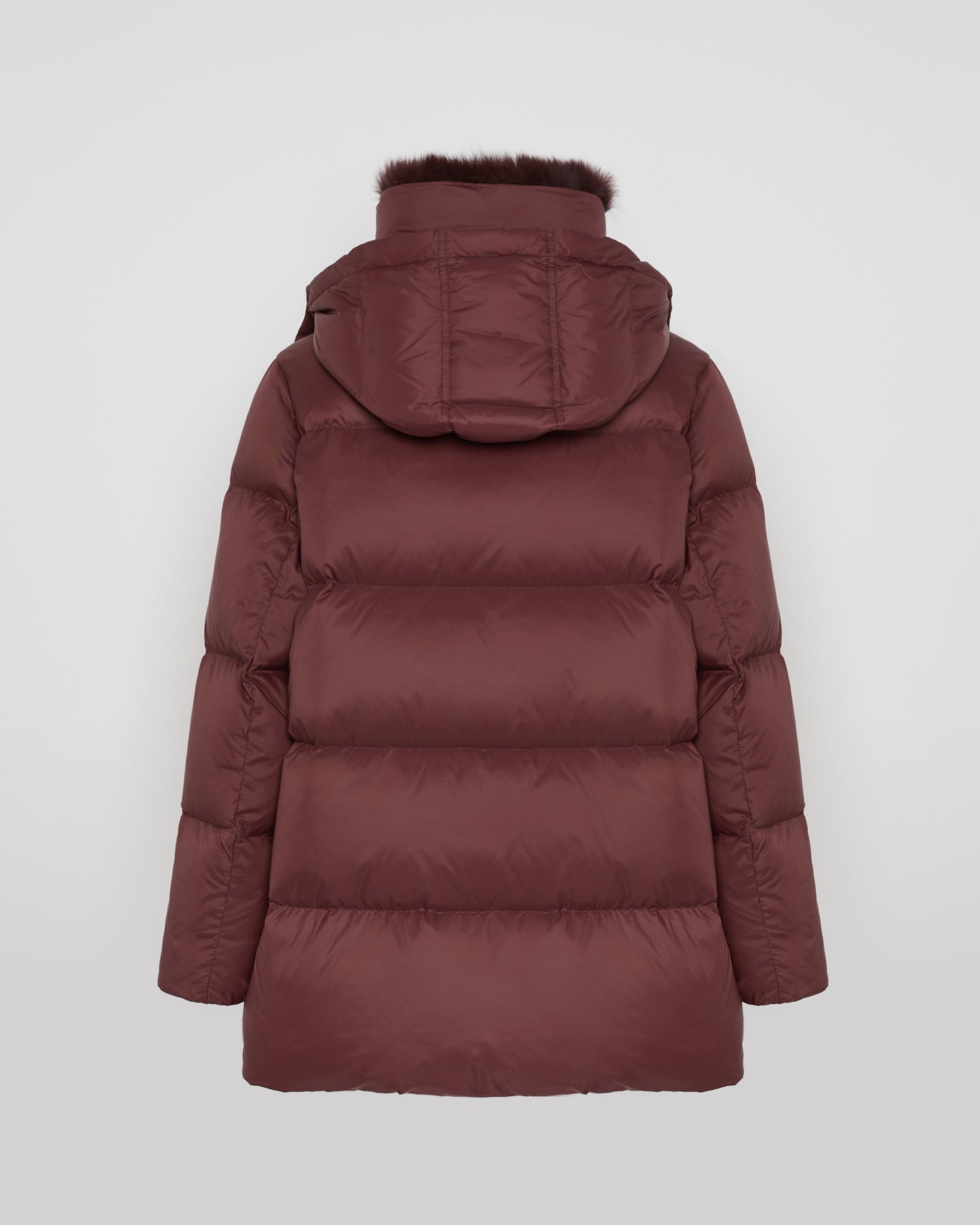 Iconic "A" line down jacket with fox fur collar