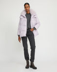 Iconic "A" line down jacket with lambswool collar