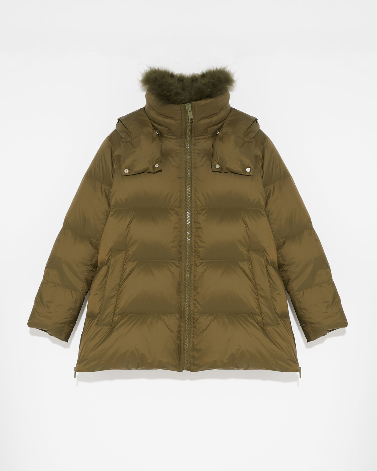 Iconic "A" line down jacket with lambswool collar -Yves Salomon