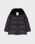 Iconic "A" line down jacket with lamb shearling collar